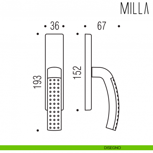 Maniglia per finestra cremonese Milla Colombo Design disegno