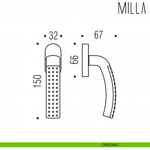 Maniglia per finestra martellina DK Milla Colombo Design disegno