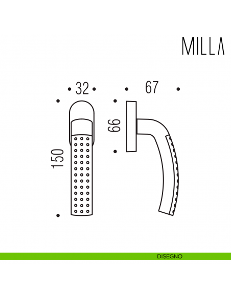 Maniglia per finestra martellina DK Milla Colombo Design disegno