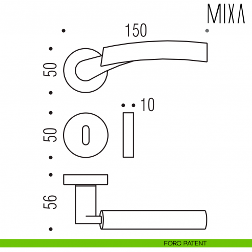 Maniglia per porta Mixa Colombo Design foro patent