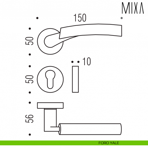 Maniglia per porta Mixa Colombo Design foro yale