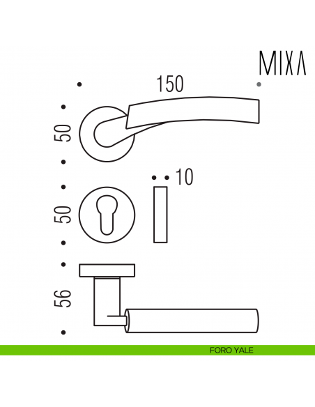 Maniglia per porta Mixa Colombo Design foro yale
