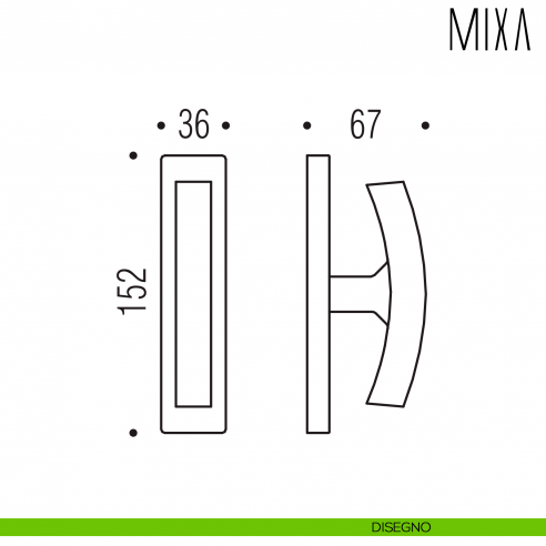 Maniglia per finestra cremonese Mixa Colombo Design disegno