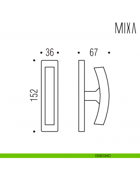 Maniglia per finestra cremonese Mixa Colombo Design disegno