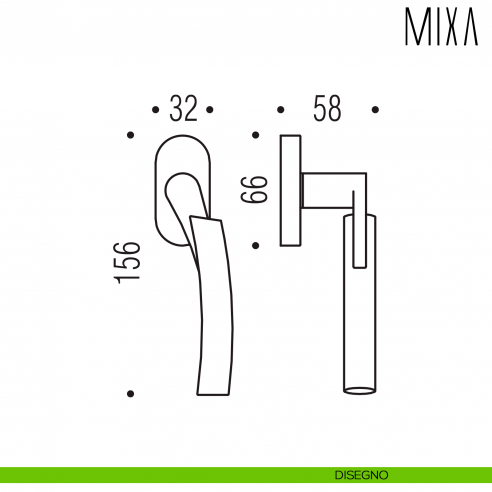 Maniglia per finestra martellina DK Mixa Colombo Design disegno