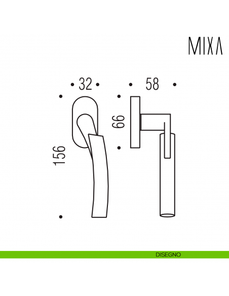 Maniglia per finestra martellina DK Mixa Colombo Design disegno