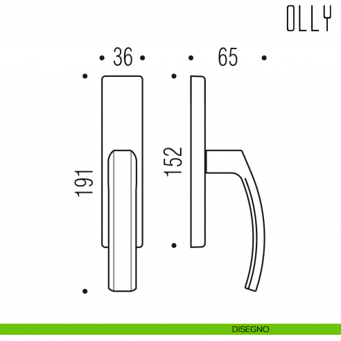 Maniglia per finestra cremonese Olly Colombo Design disegno
