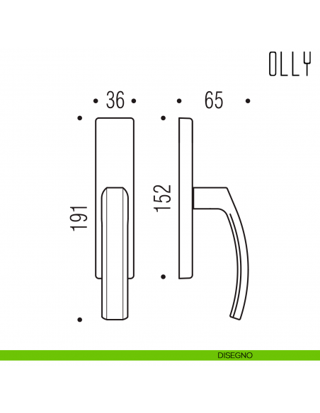 Maniglia per finestra cremonese Olly Colombo Design disegno