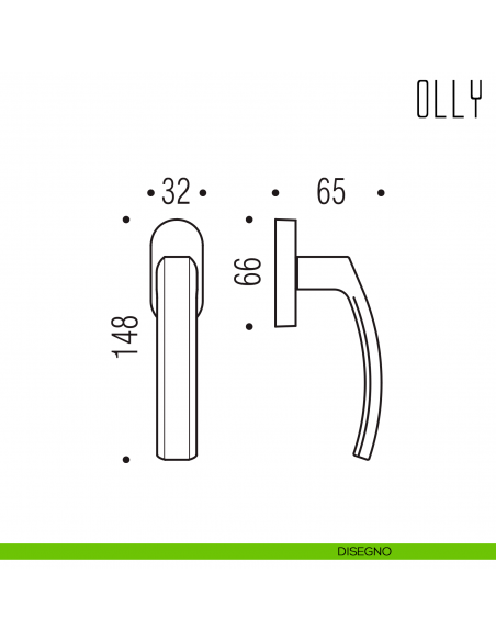 Maniglia per finestra martellina DK Olly Colombo Design disegno