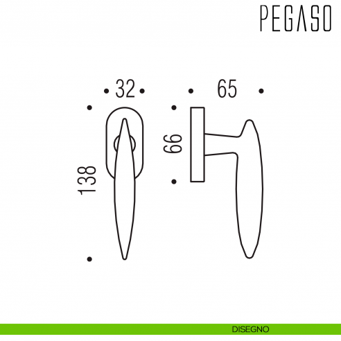 Maniglia per finestra martellina DK Pegaso Colombo Design disegno