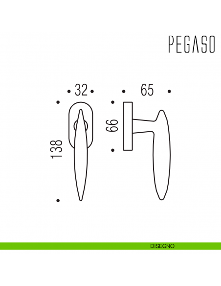 Maniglia per finestra martellina DK Pegaso Colombo Design disegno