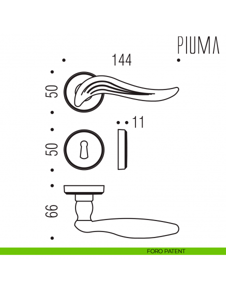 Maniglia per porta Piuma Colombo Design foro patent