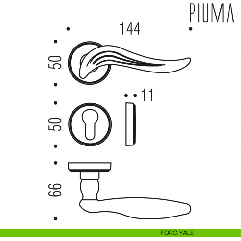 Maniglia per porta Piuma Colombo Design foro yale