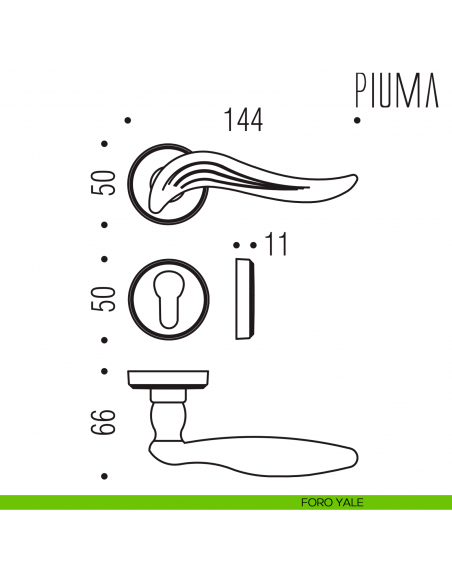 Maniglia per porta Piuma Colombo Design foro yale