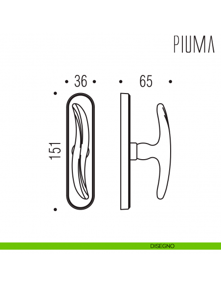 Maniglia per finestra cremonese Piuma Colombo Design disegno