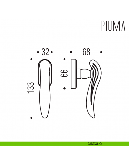Maniglia per finestra martellina DK Piuma Colombo Design disegno