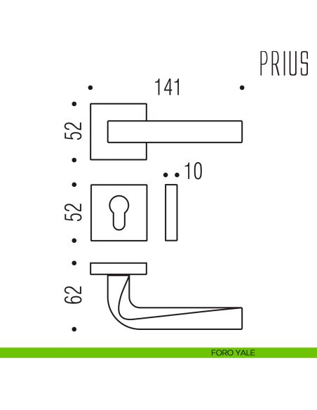 Maniglia per porta Prius Colombo Design foro yale