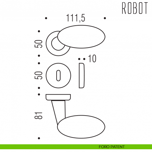 Maniglia per porta Robot Colombo Design foro patent