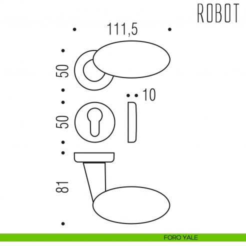 Maniglia per porta Robot Colombo Design foro yale