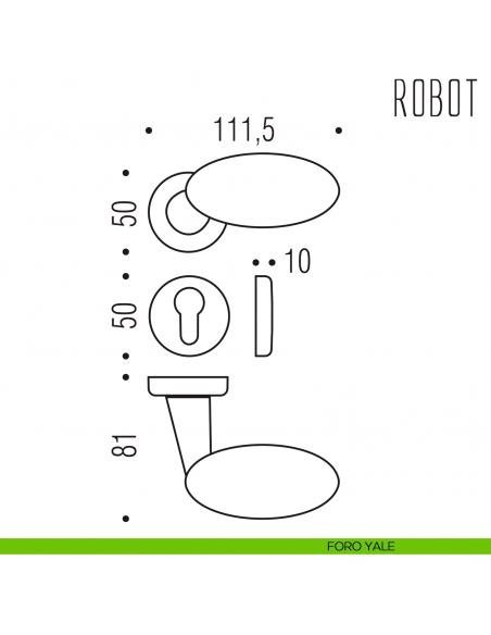 Maniglia per porta Robot Colombo Design foro yale