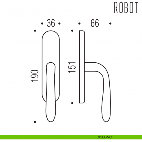 Maniglia per finestra cremonese Robot Colombo Design disegno