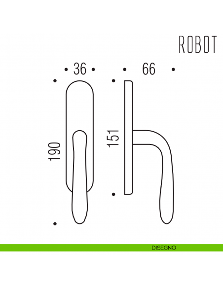 Maniglia per finestra cremonese Robot Colombo Design disegno