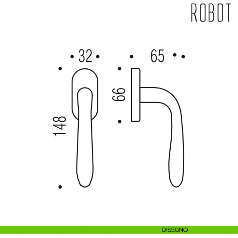 Maniglia per finestra martellina DK Robot Colombo Design disegno