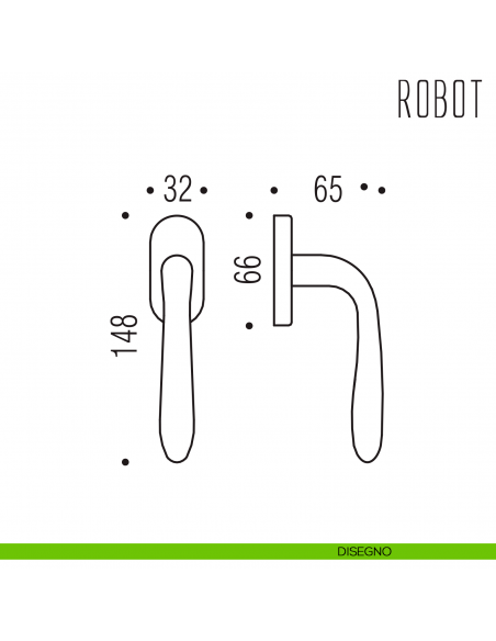Maniglia per finestra martellina DK Robot Colombo Design disegno