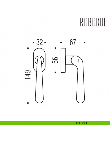 Maniglia per finestra martellina DK Robodue Colombo Design disegno