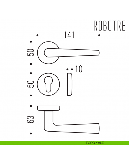 Maniglia per porta Robotre Colombo Design foro yale
