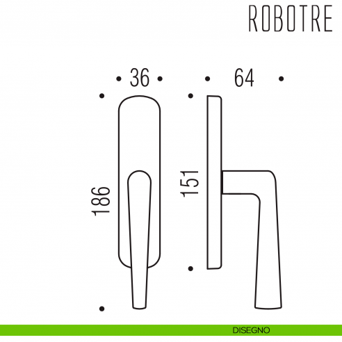 Maniglia per finestra cremonese Robotre Colombo Design disegno