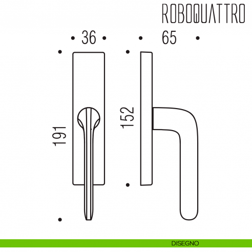 Maniglia per finestra cremonese Roboquattro Colombo Design disegno