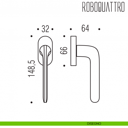 Maniglia per finestra martellina DK Roboquattro Colombo Design disegno