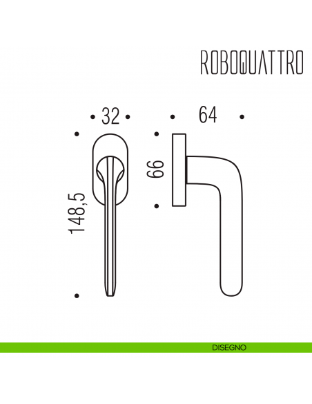 Maniglia per finestra martellina DK Roboquattro Colombo Design disegno