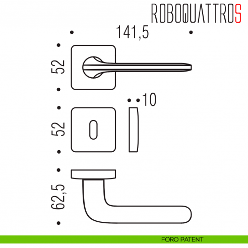 Maniglia per porta Roboquattro S Colombo Design foro patent