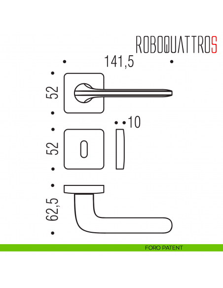 Maniglia per porta Roboquattro S Colombo Design foro patent