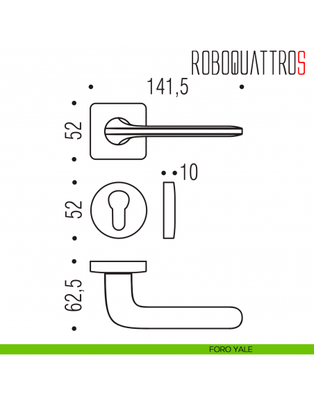 Maniglia per porta Roboquattro S Colombo Design foro yale