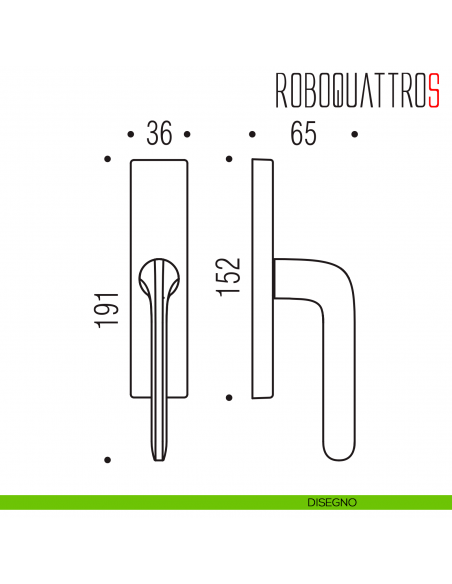 Maniglia per finestra cremonese Roboquattro S Colombo Design disegno