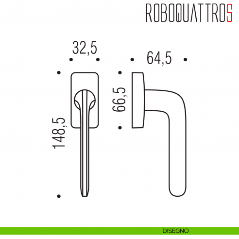 Maniglia per finestra martellina DK Roboquattro S Colombo Design disegno