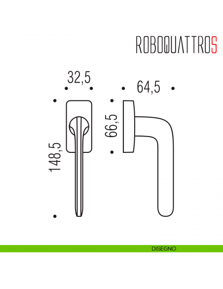 Maniglia per finestra martellina DK Roboquattro S Colombo Design disegno