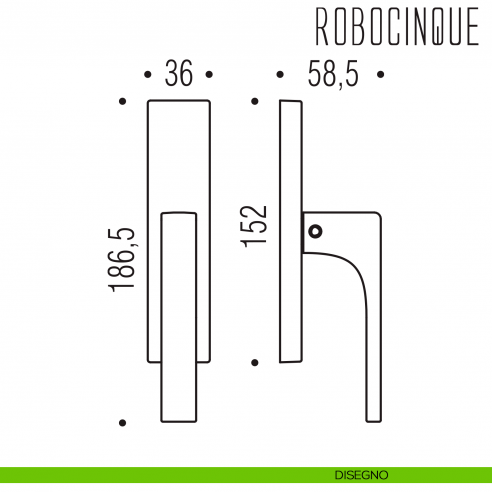 Maniglia per finestra cremonese Robocinque Colombo Design disegno