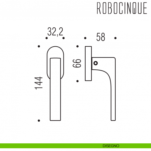 Maniglia per finestra martellina DK Robocinque Colombo Design disegno