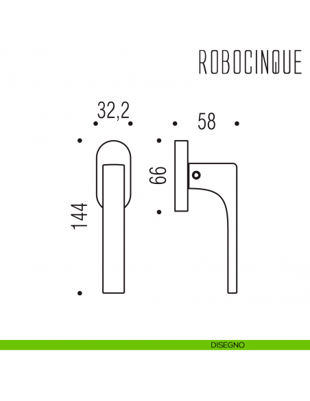 Maniglia per finestra martellina DK Robocinque Colombo Design disegno