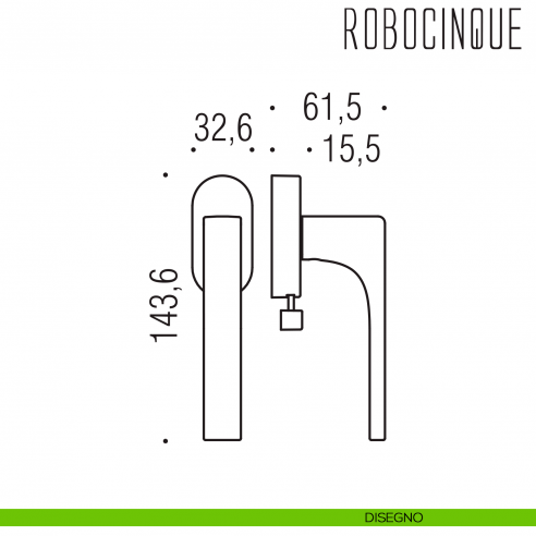 Maniglia per finestra DK con pulsante Robocinque Colombo Design disegno