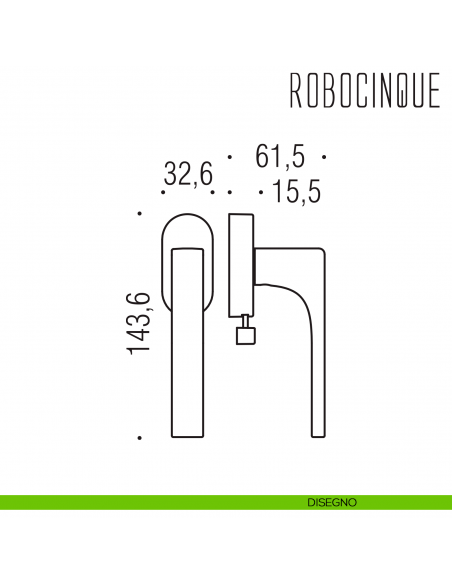 Maniglia per finestra DK con pulsante Robocinque Colombo Design disegno