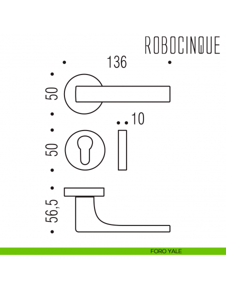 Maniglia bianca per porta Robocinque Colombo Design foro yale