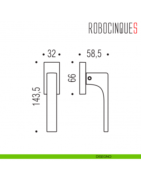 Maniglia per finestra martellina DK Robocinque S Colombo Design disegno