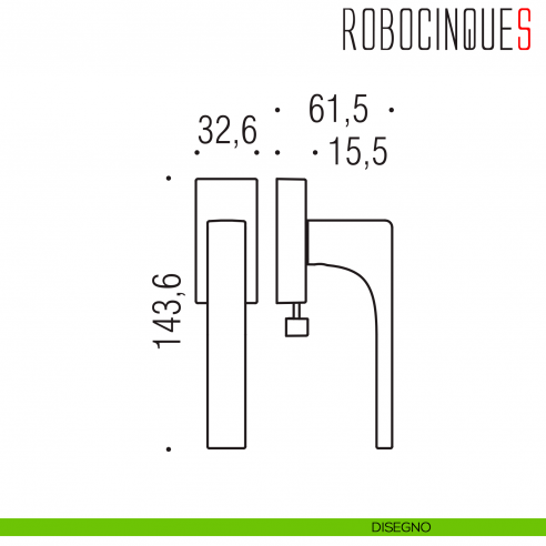 Maniglia per finestra DK con pulsante Robocinque S Colombo Design disegno
