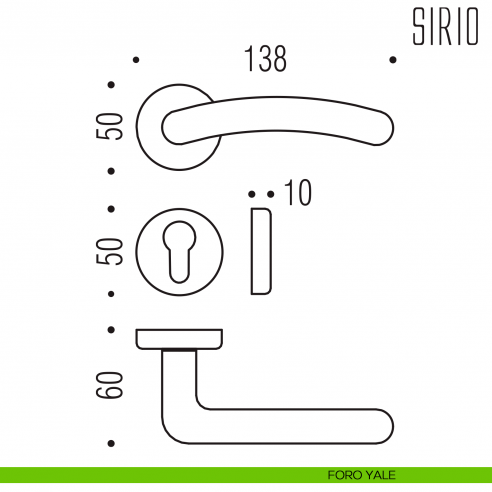 Maniglia per porta Sirio Colombo Design foro yale