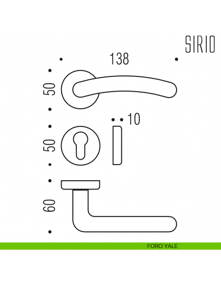 Maniglia per porta Sirio Colombo Design foro yale